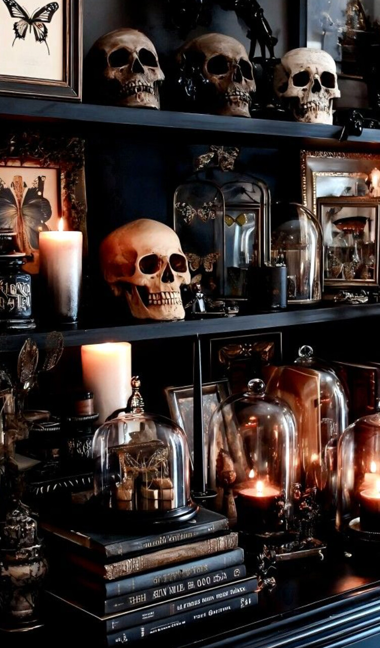 House Witch ritual altar with mystical objects and candlelight